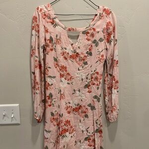 Hollister Floral Pink Long-Sleeve Dress